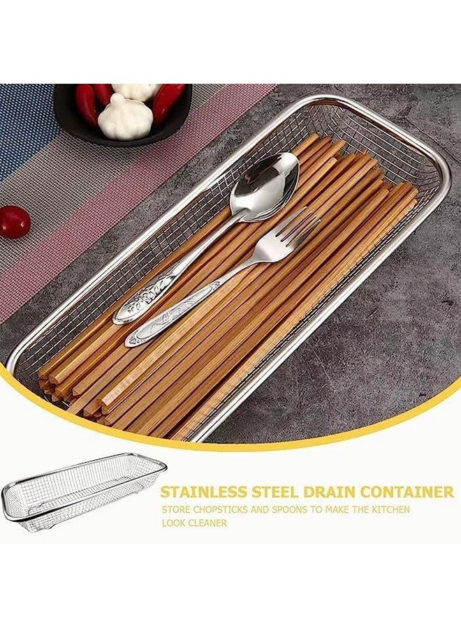 SWOPPLY Stainless Steel Rectangle Drain Basket,Spoon Holder Dish Drainer For Kitchen Drying Stand Bartan Over Sink Counter Dish Rack Bartan Over Sink Counter (Drain Basket 30 * 13 * 5), 10X15X5 Cm - Image 5