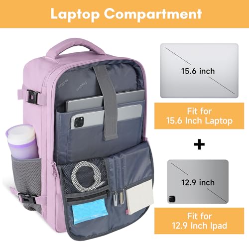 Taygeer Large Backpack for Women Travel Bag, Luggage Backpack for College Women with 15.6inch Laptop Compartment & Shoe Pouch, Carryon Bag for Airplane Business Travel Essentials, Orchid Purple - Image 5