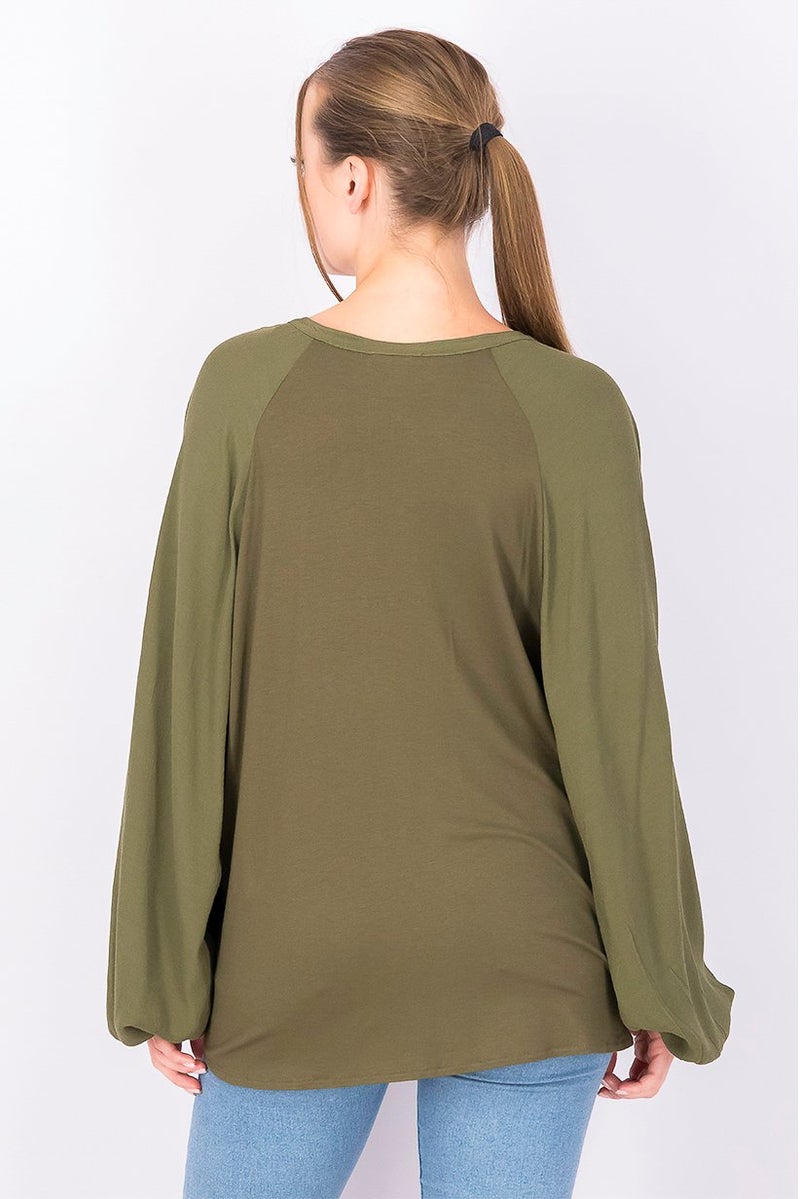 ESPRIT Women Split Neck Long Sleeve Plain Blouse, Olive - Image 4