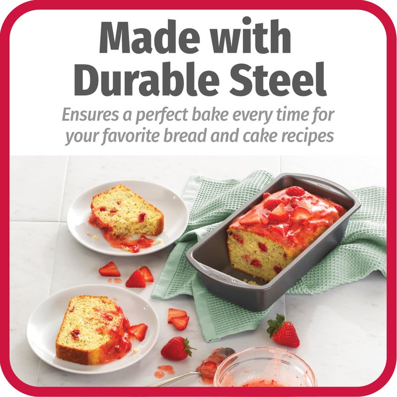 GoodCook Nonstick Loaf Pan Heavy-Duty Steel Bakeware with Easy-Clean Non-Stick Coating, Oven & Dishwasher Safe Pan for Meatloaf Breads Cakes Brownies Lasagnas Casseroles & More, 8 x 4-Inch, Gray - Image 2