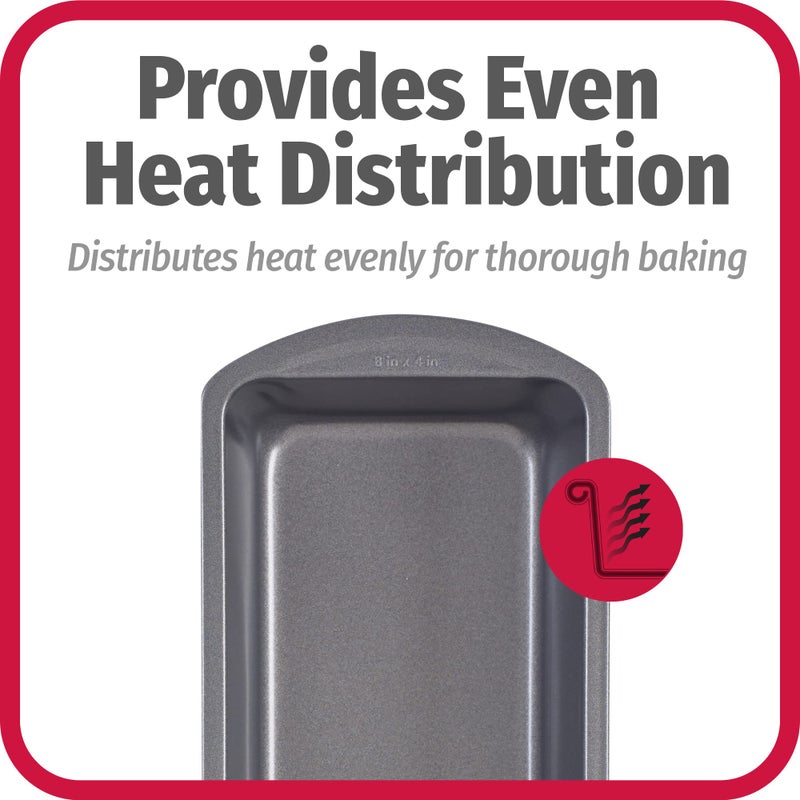 GoodCook Nonstick Loaf Pan Heavy-Duty Steel Bakeware with Easy-Clean Non-Stick Coating, Oven & Dishwasher Safe Pan for Meatloaf Breads Cakes Brownies Lasagnas Casseroles & More, 8 x 4-Inch, Gray - Image 3
