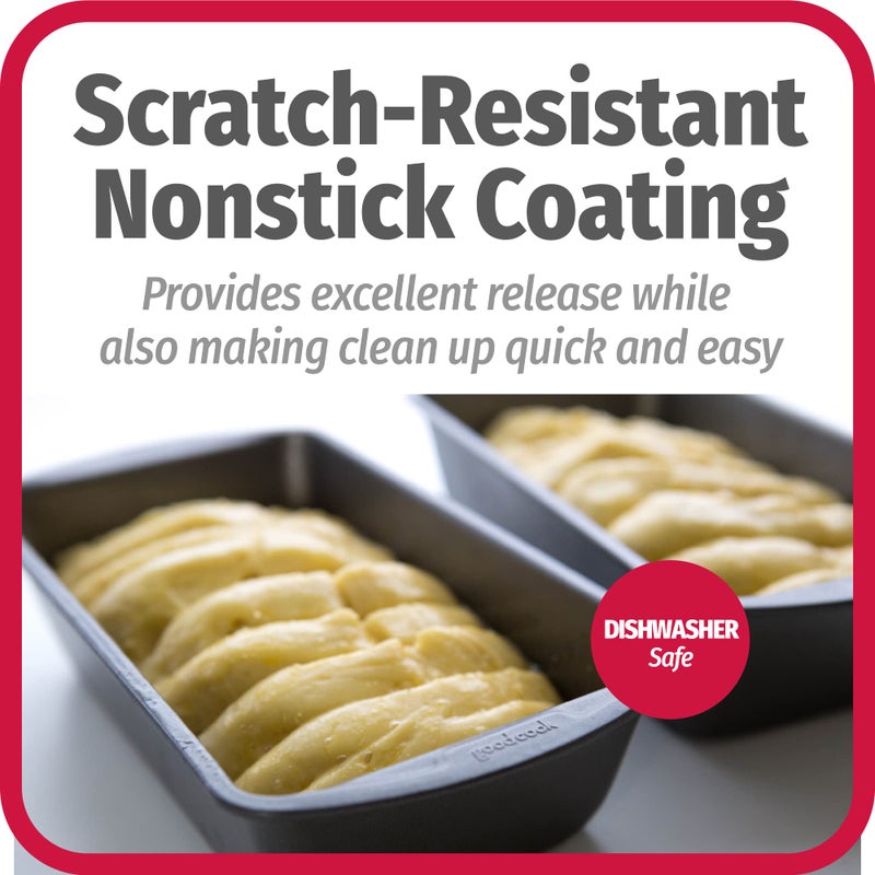 GoodCook Nonstick Loaf Pan Heavy-Duty Steel Bakeware with Easy-Clean Non-Stick Coating, Oven & Dishwasher Safe Pan for Meatloaf Breads Cakes Brownies Lasagnas Casseroles & More, 8 x 4-Inch, Gray - Image 4