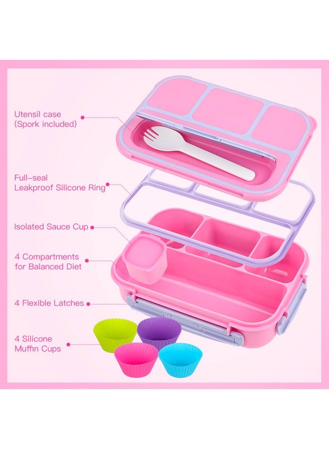 MaMix Bento Lunch Box, 4-Compartment Adult & Kids Lunch Containers (1300ML, Purple) - Image 3