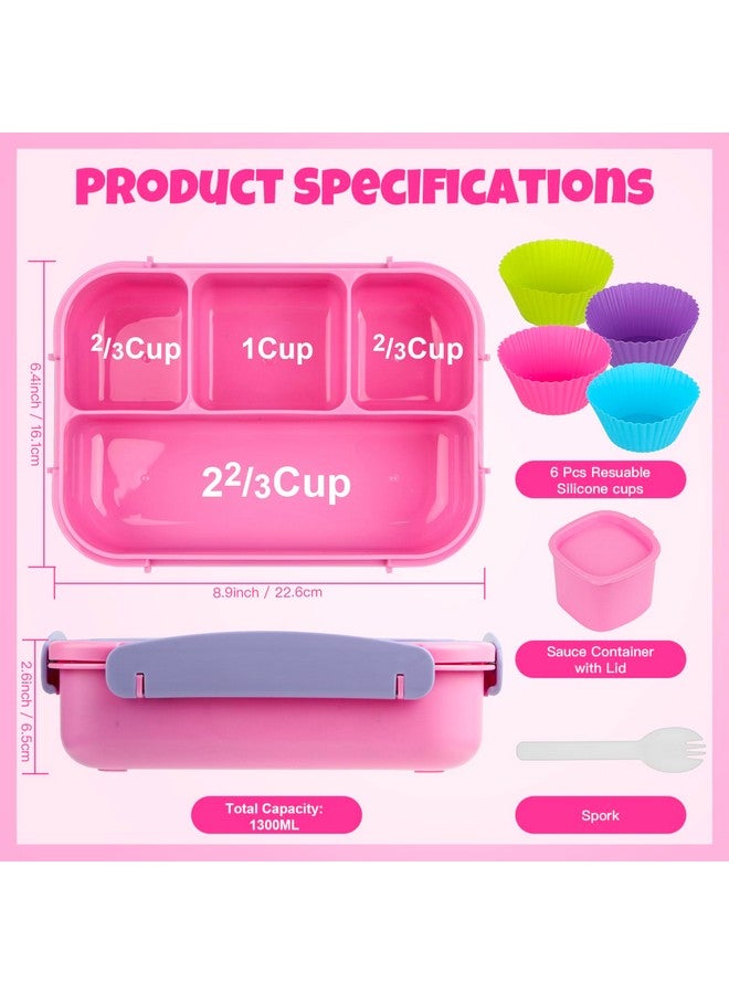 MaMix Bento Lunch Box, 4-Compartment Adult & Kids Lunch Containers (1300ML, Purple) - Image 2