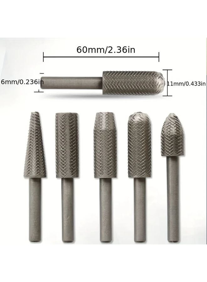 5pcs 6mm Rotary File Set Steel Metal Grinding Tool For Carpentry DIY - Image 5