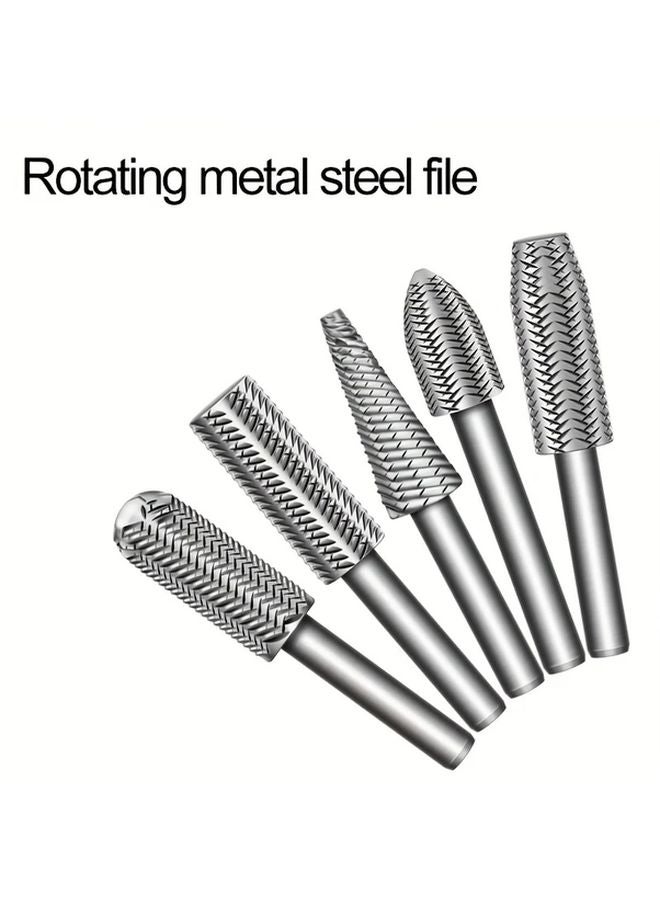 5pcs 6mm Rotary File Set Steel Metal Grinding Tool For Carpentry DIY - Image 2