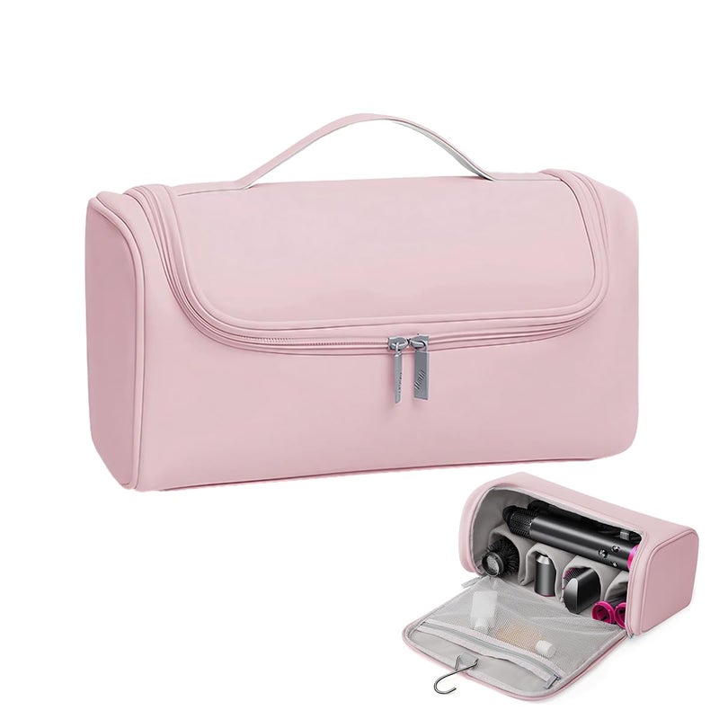 May Create MAYCREATE® Travel Storage Bag for Dyson Air wrap Holder Hair Styler Organizer for Airwrap Attachments Portable Storage Bag with Hanging Hook, Pink (Bag Only) - Image 1