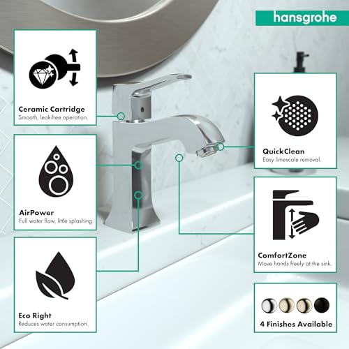 hansgrohe Metris C Classic Replacement Easy Clean 1 1-Hole Bathroom Sink Faucet in Chrome, 31075001 - Image 3