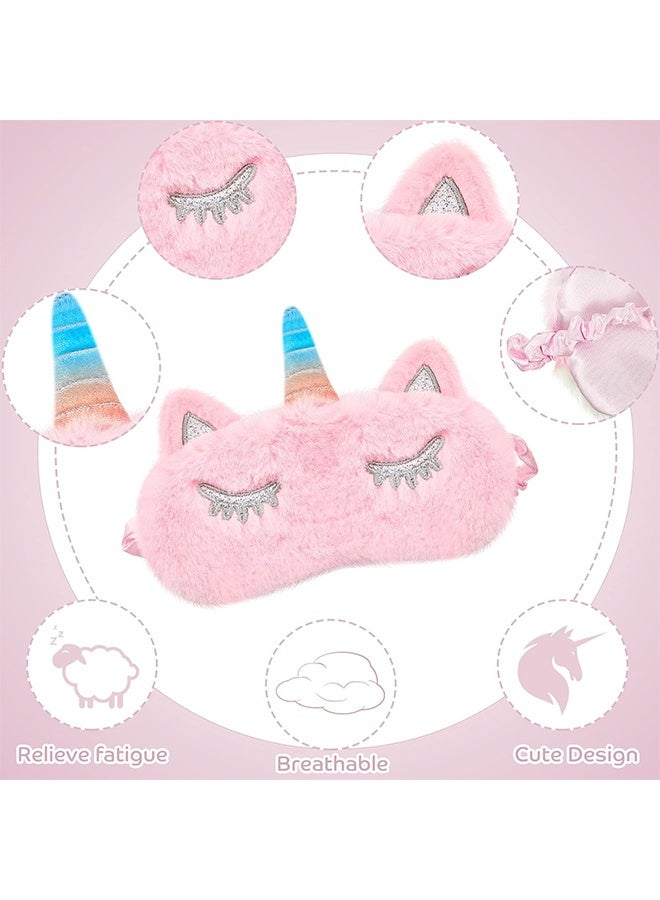 UNICORN 3 Pieces Sleep Mask for Kids, Girls Plush Sleeping Eye Cover Soft Eye Blindfold Cover Animal Shade for Kids (Mixed Colors, Pink, White,Cute Style) - Image 5