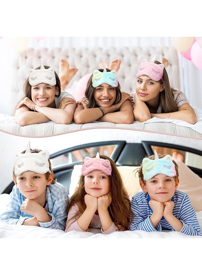 UNICORN 3 Pieces Sleep Mask for Kids, Girls Plush Sleeping Eye Cover Soft Eye Blindfold Cover Animal Shade for Kids (Mixed Colors, Pink, White,Cute Style) - Image 3