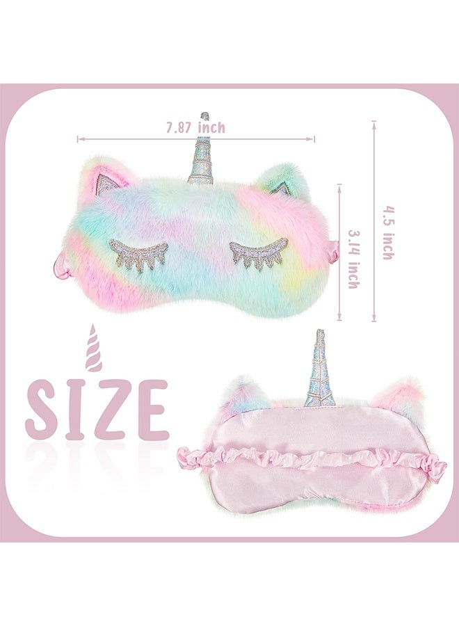 UNICORN 3 Pieces Sleep Mask for Kids, Girls Plush Sleeping Eye Cover Soft Eye Blindfold Cover Animal Shade for Kids (Mixed Colors, Pink, White,Cute Style) - Image 2