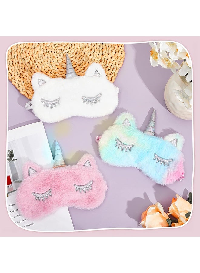 UNICORN 3 Pieces Sleep Mask for Kids, Girls Plush Sleeping Eye Cover Soft Eye Blindfold Cover Animal Shade for Kids (Mixed Colors, Pink, White,Cute Style) - Image 4
