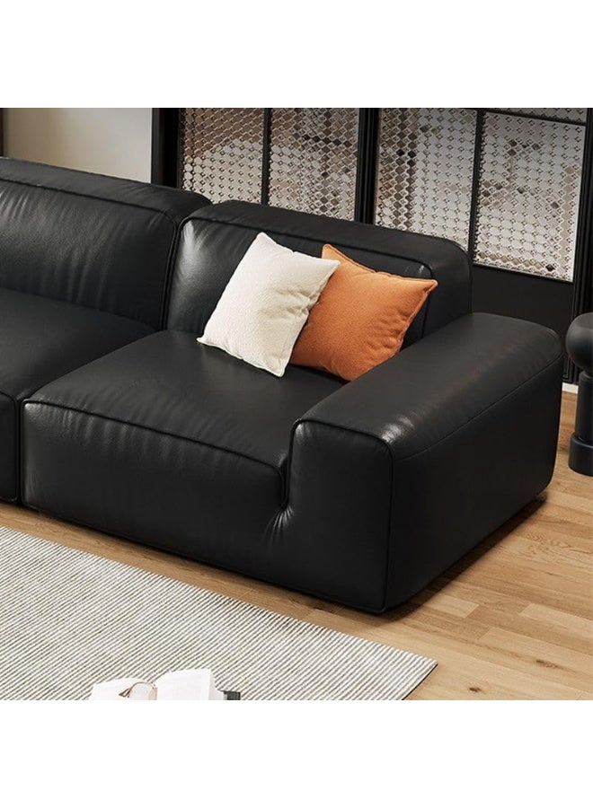 Poppins Home Modish Midnight Black Faux Leather Sofa â€“ 3-Seater with 4/3 Pillows, Available in 280cm, 310cm & 340cm Sizes (280cm)  - Image 4