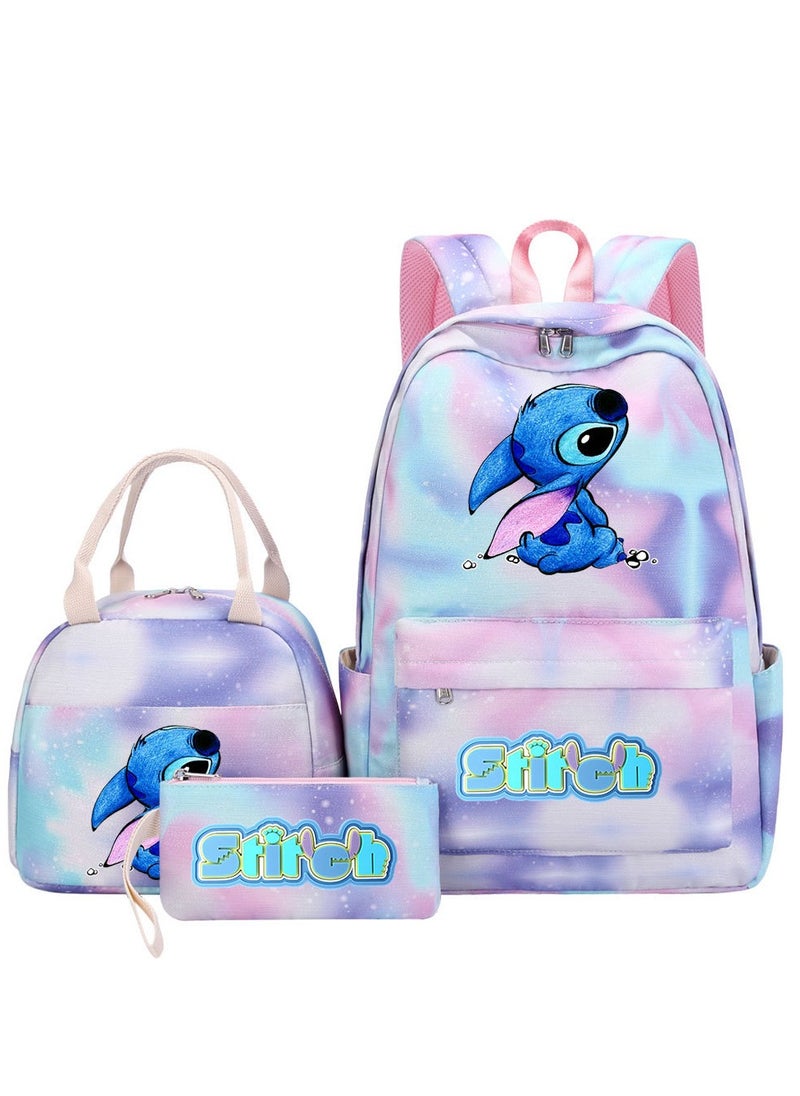 STITCH - Stitch Cartoon Backpack Three-Piece Set - Image 1