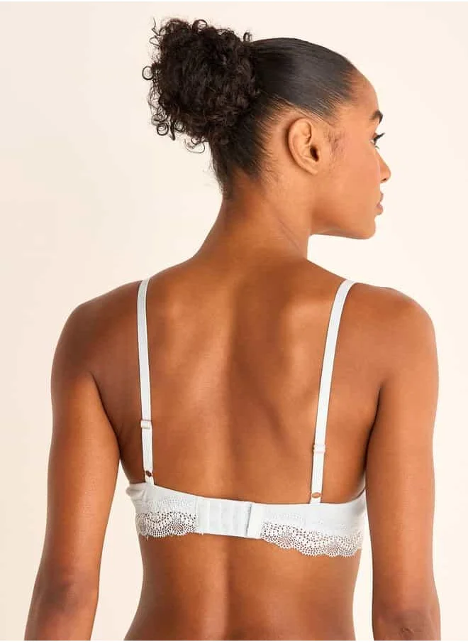 سبلاش فيڤ Set of 2 - Lace Trim Padded Bra with Hook and Eye Closure