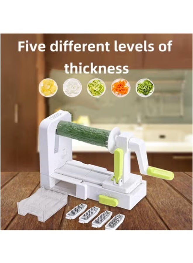 general Professional Foldable Fruit  Vegetable Spiral Slicer, 5-in-1 Cheese Grater with Handle, Manual Rotating Cheese  Vegetable Chopper - Image 3