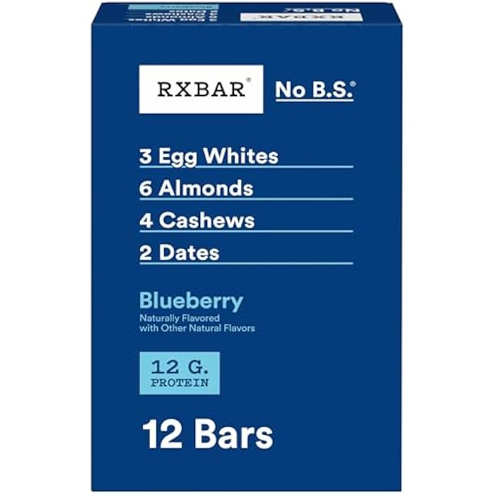 RXBAR بار بروتين RXBAR، وجبة خفيفة بروتين، بار خفيف، توت أزرق، علبة 22 أونصة (12 قطعة) - Image 1