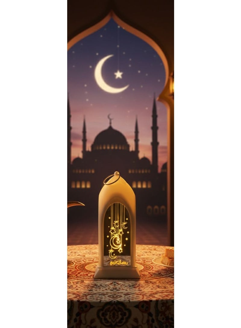 فانوس رمضان المضئ بعليقه  الفانوس  المزخرف ديكور فاخر للاحتفال مقاس 13*5 سم ابيض عدد 1 - Image 2