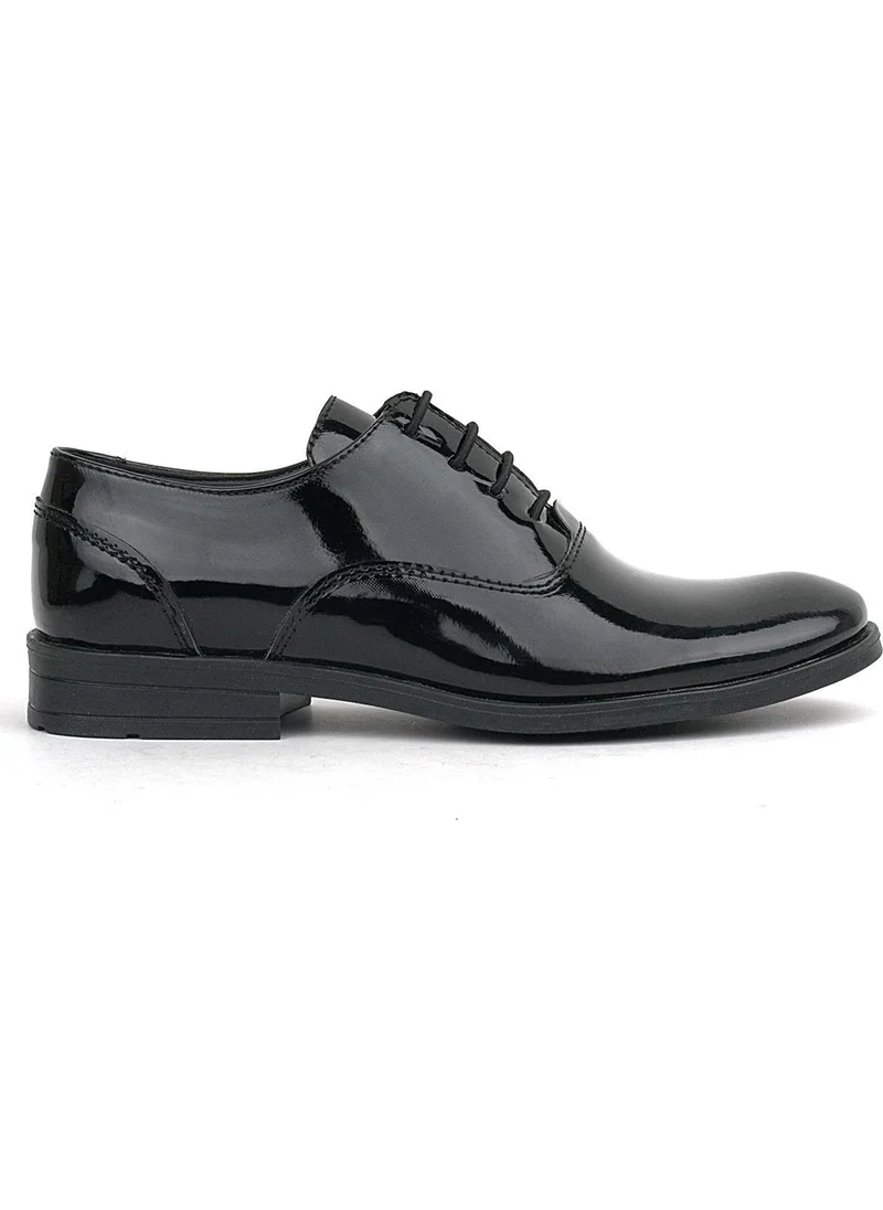 Rakerplus Smokin Black Patent Leather Lace-Up Kids Classic Shoes