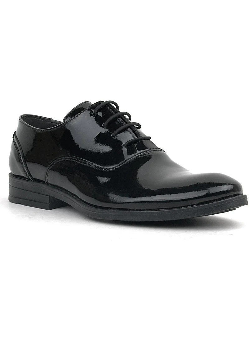 Rakerplus Smokin Black Patent Leather Lace-Up Kids Classic Shoes