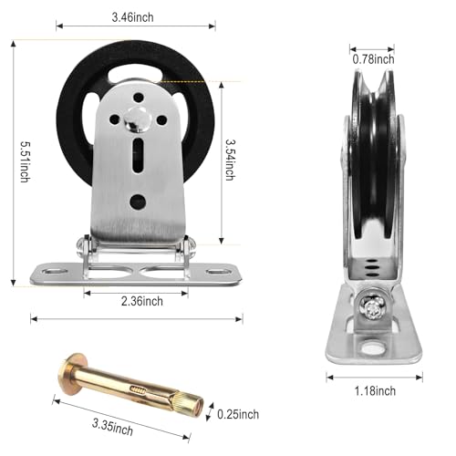 powerfeng Cable Pulley Wheel System Wall Mounted：180° Rotation Silent Cable Gym Pulley Blocks - Heavy Duty Swivel LAT Pulley System Gym Home Equipment - Image 4