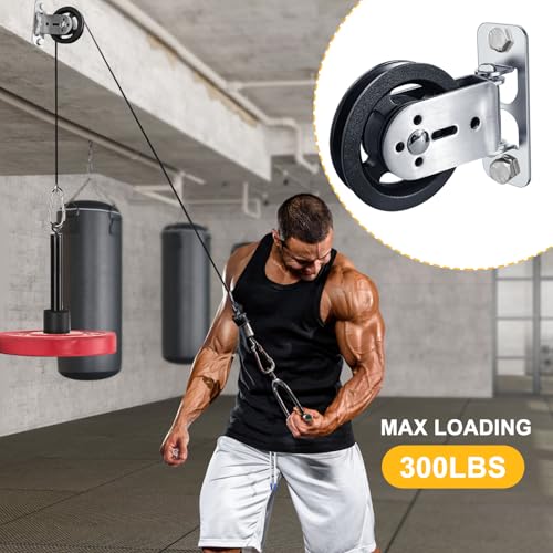 powerfeng Cable Pulley Wheel System Wall Mounted：180° Rotation Silent Cable Gym Pulley Blocks - Heavy Duty Swivel LAT Pulley System Gym Home Equipment - Image 2