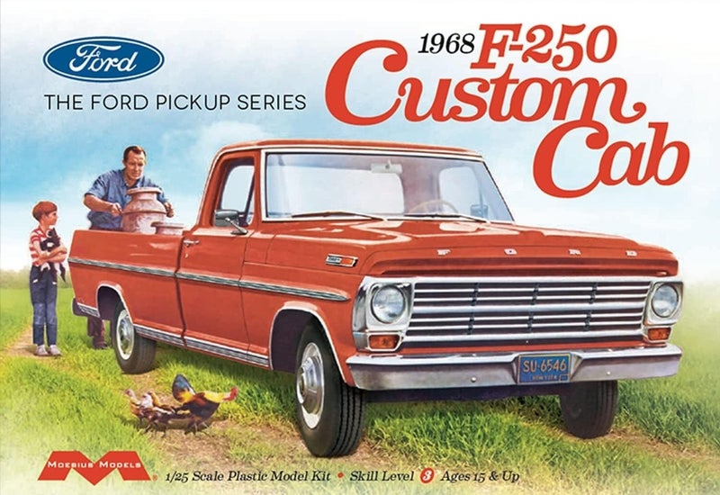 Moebius Models 2564 1:25 1968 F0RD F-250 Custom Cab Pickup Plastic Model Kit - Image 2