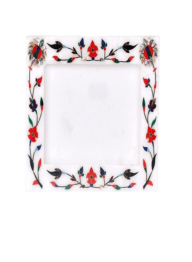 Pooja Creation White Marble Photo Frame Showpeace Item for Home Decoration 8x6 inch - Image 1