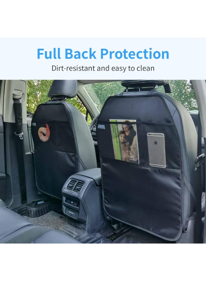 Car Seat Protector Large Kick Mat 2 Pack Durable Water Resistant Auto Seat Back Covers with 2 Mesh Pockets Protection Anst Dust Mud Scratches (Black, 2-Pack) - Image 4