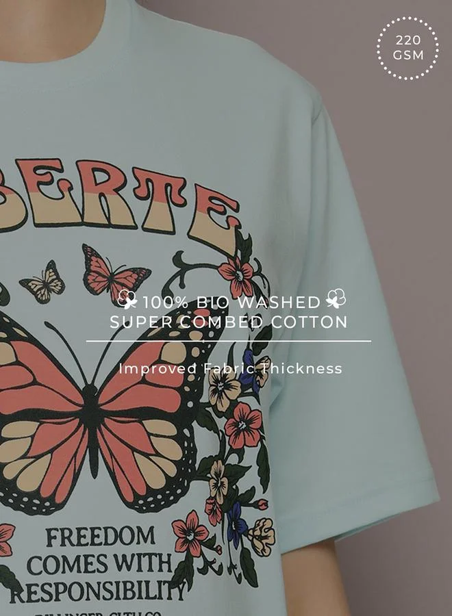 Dillinger Oversized Butterfly Graphic Print Longline T-Shirt by Styli