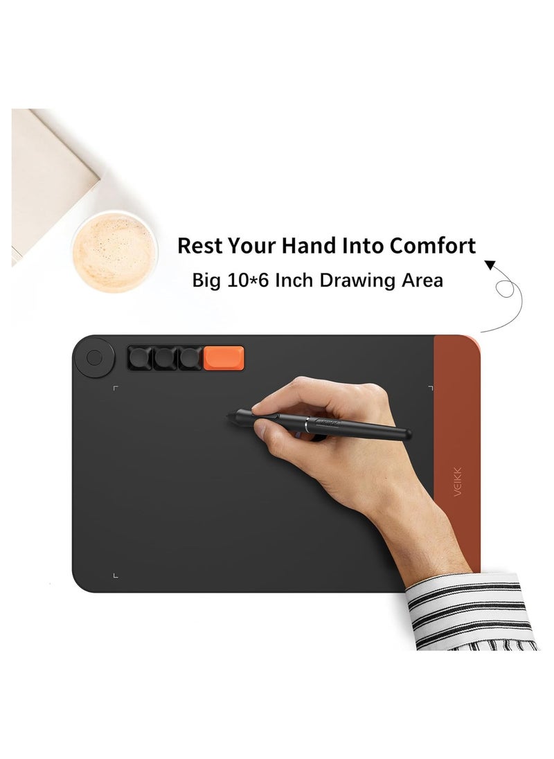 Veikk - Voila L 10x6 Inch Graphic Drawing Tablet – Pressure-Sensitive Pen, 4 Adjustable Mechanical Buttons, 1 Control Wheel - Image 1
