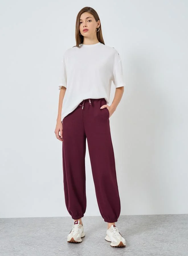 Styli Styli Burgundy Wide Leg Joggers