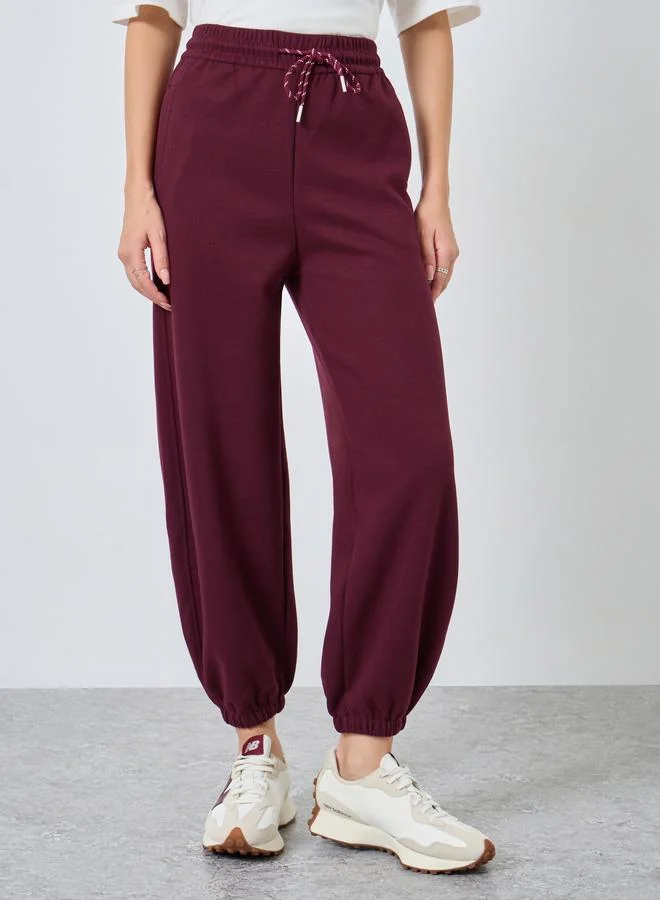 Styli Styli Burgundy Wide Leg Joggers