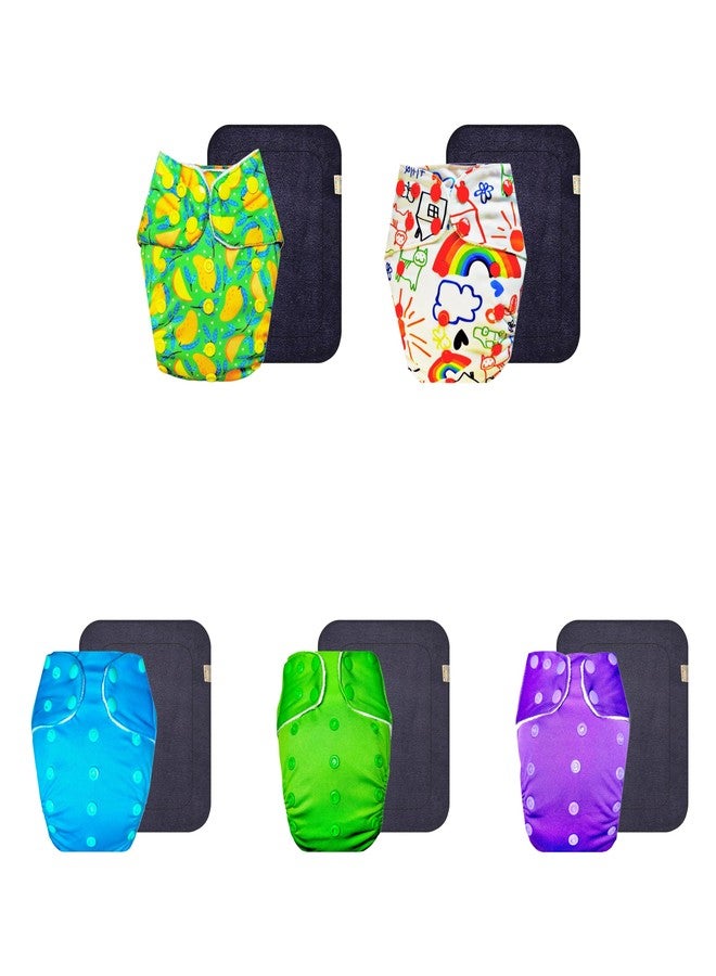 Dumbledo Premium Cloth Diaper with Gray Insert (Pack of 5) | Snug Fit | Leakproof | Easy to Clean | Worry-Free Diapering | 3 Months - 3 Years | Unisex Baby - Image 1