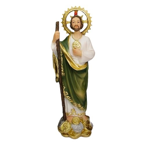 PSYHILAR 8 Inch San Judas Tadeo Estatua, Saint Jude Statue St Juditas Coins Money Resin Religious Figurine - Image 1
