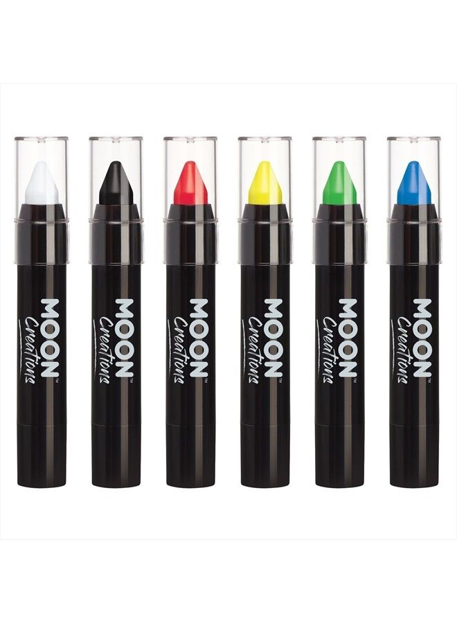 Moon Creations Face Paint Stick / Body Crayon Primary Colours Set of 6 Makeup for The Face & Body by Moon Creations - 0.12oz - Image 1