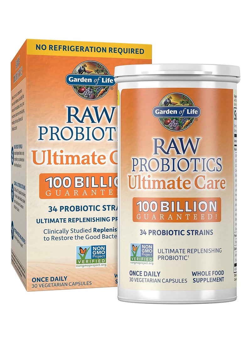 Garden of Life Ultimate Care 100 Billion Cfu Shelf Stable Non Refrigerated Probiotic Supplement Clinically Studied Strains Digestive Enzymes 30 Capsules - Image 1