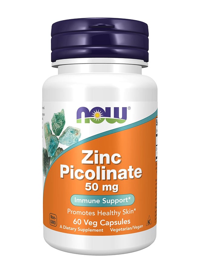 Now Foods Zinc Picolinate 50mg 60 Veg Capsules - Image 1