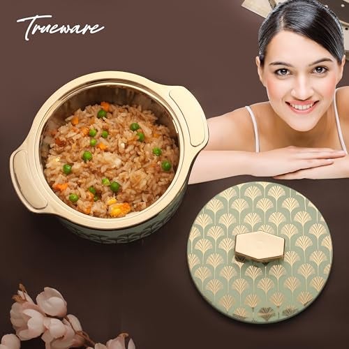 Trueware Floraa Fine Inner Steel Uncoated Casserole, 1500 Ml, Green | PU Insulated | BPA Free | Odor Proof | Food Grade | Easy To Store | Ideal For Chapatti | Roti | Curd Maker | Thermoware | Hot Pot - Image 5