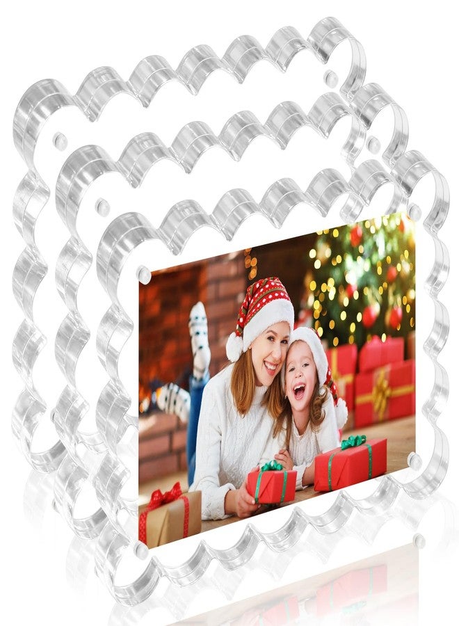 StyEdEk 3 Sets 4x6inch Acrylic Picture Frame Strong Magnetic Picture Frames Double Sided Clear Picture Frames with Microfiber, 10+10mm Thick - Image 1