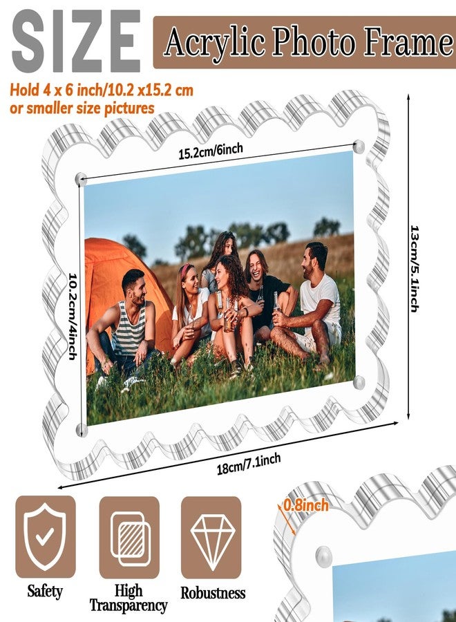 StyEdEk 3 Sets 4x6inch Acrylic Picture Frame Strong Magnetic Picture Frames Double Sided Clear Picture Frames with Microfiber, 10+10mm Thick - Image 2
