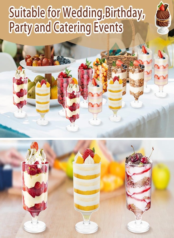 Bgtecho 60 Pack Dessert Cups with Spoons, 3 Oz Mini Clear Goblet Dessert Cup, Plastic Wine Glasses, Disposable Parfait Cups, Appetizer Cup for Serving Pudding Desserts Mousse Tasting - Image 4
