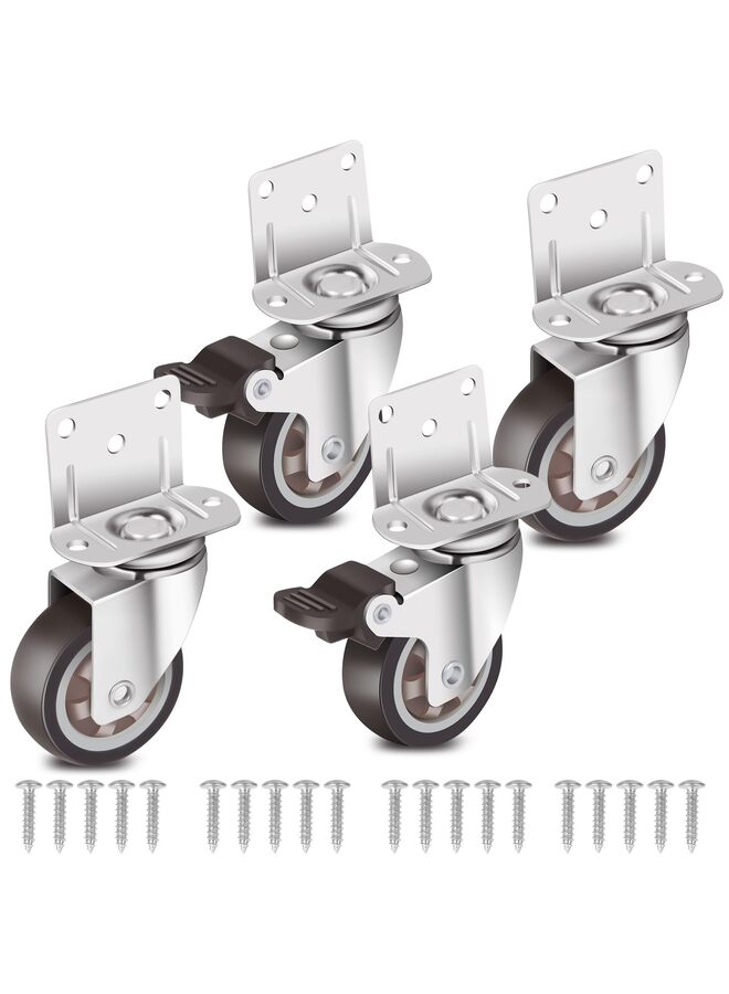 1.5inch Caster Wheels Rubber Castor with Brake 360 Degree Rotation Top Plate Swivel Casters for Furniture, Table and Toolbox, 300 Pounds Capacity for Set of 4 (Size : 1-5)  - Image 1
