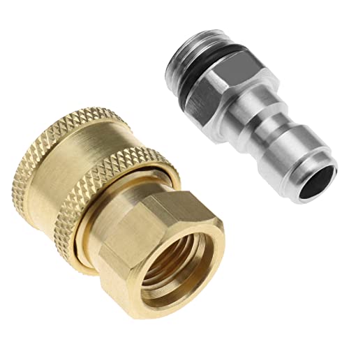 Create idea Set of 2 Pressure Washer Adapter 1/4 Inch Quick Connector to M14 Thread Fittings Brass Coupling Quick Disconnect Kit for Spray Lance Hose Pump - Image 1