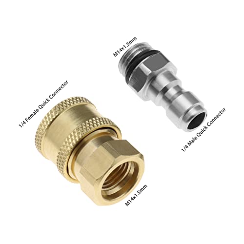 Create idea Set of 2 Pressure Washer Adapter 1/4 Inch Quick Connector to M14 Thread Fittings Brass Coupling Quick Disconnect Kit for Spray Lance Hose Pump - Image 5