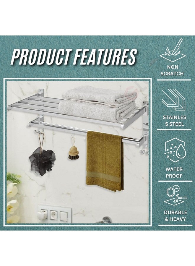 Gloxy Stainless Steel Folding 24 Inches Towel Rack for Bathroom - Durable, Stylish, Space-Saving Towel Holder & Stand - Perfect Bathroom Accessories Set for Home (24 Inch, Chrome, Foldable) - Image 4