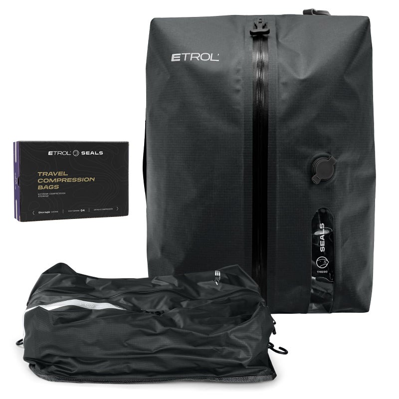ETROL TPU Vacuum Bag for Travel 70D Nylon Reusable Compression Bag with IP67 Waterproof Zipper Compression Packing Cubes for Clothing Space Saver Bags for Luggage and BackpackGray1 PCS - Image 2