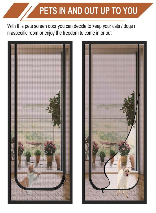 Dixutzi Pet Screen Door Thickened Cat Resistant Mesh Screen Door for Living Room, Bedroom, Kitchen, Patio, Dog Cat Scratch Proof Screen with Zipper Closure (Fits Door Size up to 35''x 80'', Black) - Image 5