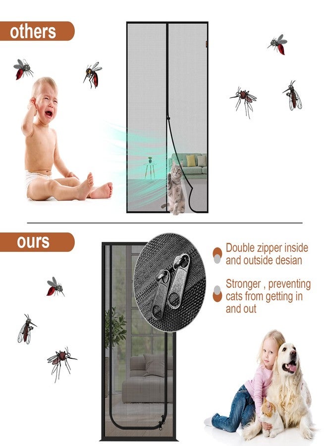 Dixutzi Pet Screen Door Thickened Cat Resistant Mesh Screen Door for Living Room, Bedroom, Kitchen, Patio, Dog Cat Scratch Proof Screen with Zipper Closure (Fits Door Size up to 35''x 80'', Black) - Image 4