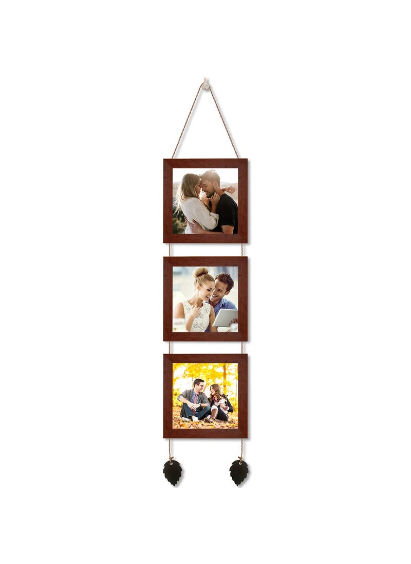 Art Street Art Street Photo Frame For Wall Set Wall Hanging Picture, Photo Frame For Home and Office Decoration (Set of 3, 5x5 Inch - Brown)  - Image 1